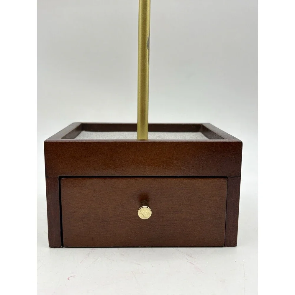 Wood Jewelry Organizer Stand Box Necklace Holder Drawer Earring Display 15”